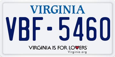 VA license plate VBF5460