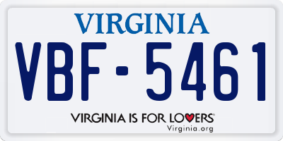 VA license plate VBF5461