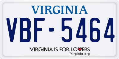 VA license plate VBF5464
