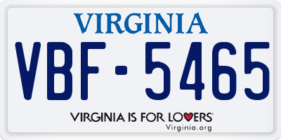 VA license plate VBF5465