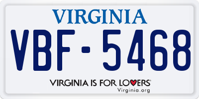 VA license plate VBF5468