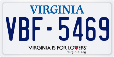 VA license plate VBF5469