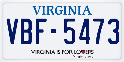 VA license plate VBF5473