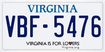 VA license plate VBF5476