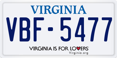 VA license plate VBF5477