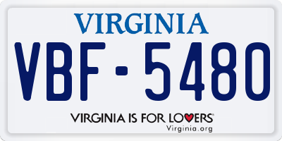 VA license plate VBF5480