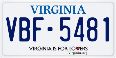VA license plate VBF5481