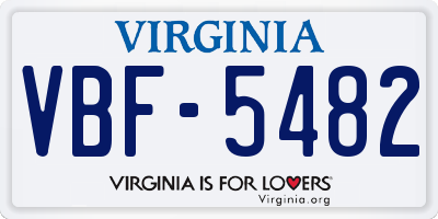 VA license plate VBF5482