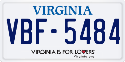 VA license plate VBF5484