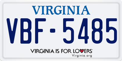 VA license plate VBF5485
