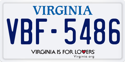 VA license plate VBF5486