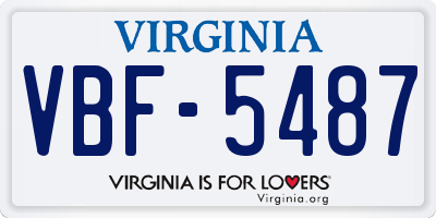 VA license plate VBF5487
