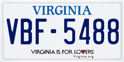 VA license plate VBF5488