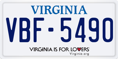 VA license plate VBF5490