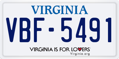 VA license plate VBF5491