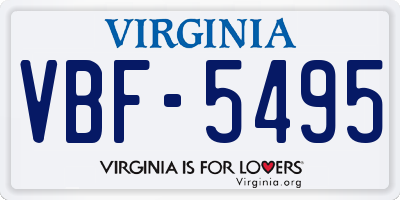 VA license plate VBF5495