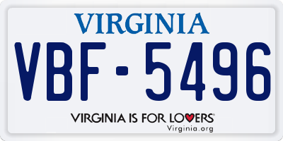 VA license plate VBF5496