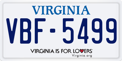 VA license plate VBF5499