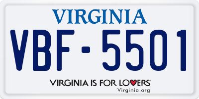 VA license plate VBF5501