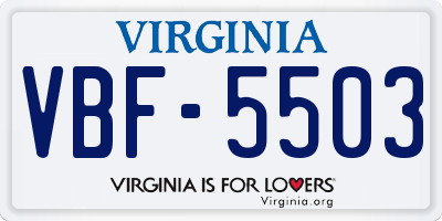 VA license plate VBF5503