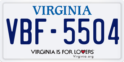 VA license plate VBF5504