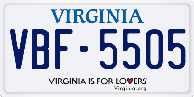 VA license plate VBF5505