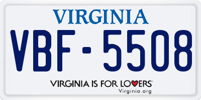 VA license plate VBF5508
