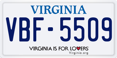 VA license plate VBF5509