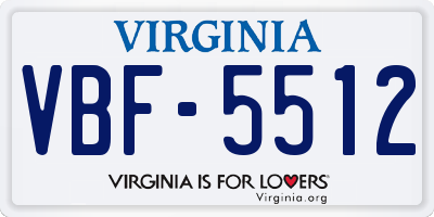 VA license plate VBF5512