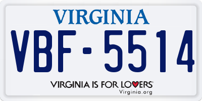 VA license plate VBF5514