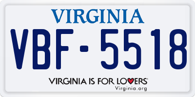 VA license plate VBF5518