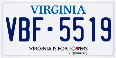 VA license plate VBF5519