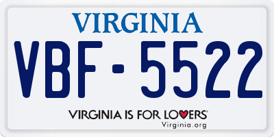VA license plate VBF5522