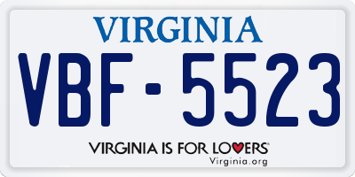VA license plate VBF5523