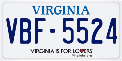 VA license plate VBF5524