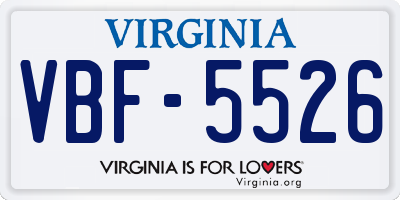 VA license plate VBF5526