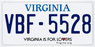 VA license plate VBF5528