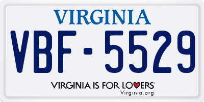 VA license plate VBF5529
