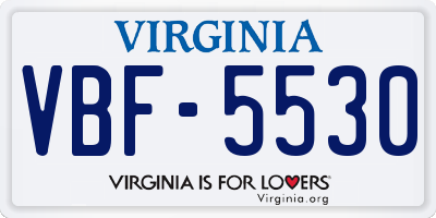 VA license plate VBF5530