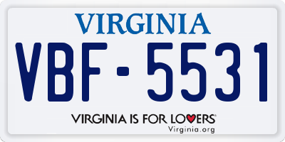 VA license plate VBF5531