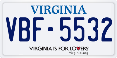 VA license plate VBF5532