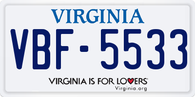VA license plate VBF5533