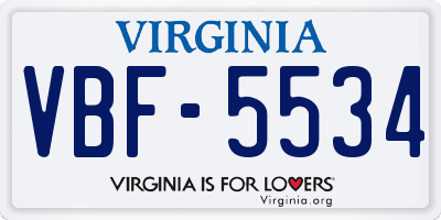 VA license plate VBF5534