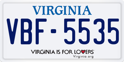 VA license plate VBF5535