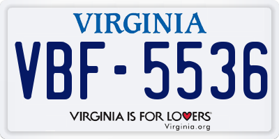 VA license plate VBF5536