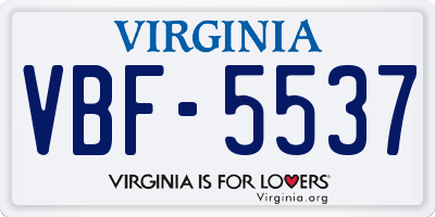 VA license plate VBF5537