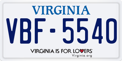 VA license plate VBF5540