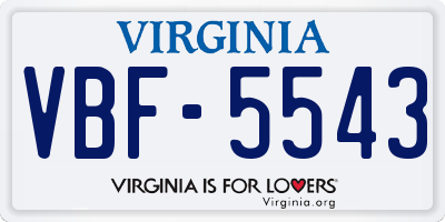 VA license plate VBF5543