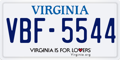 VA license plate VBF5544