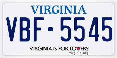 VA license plate VBF5545